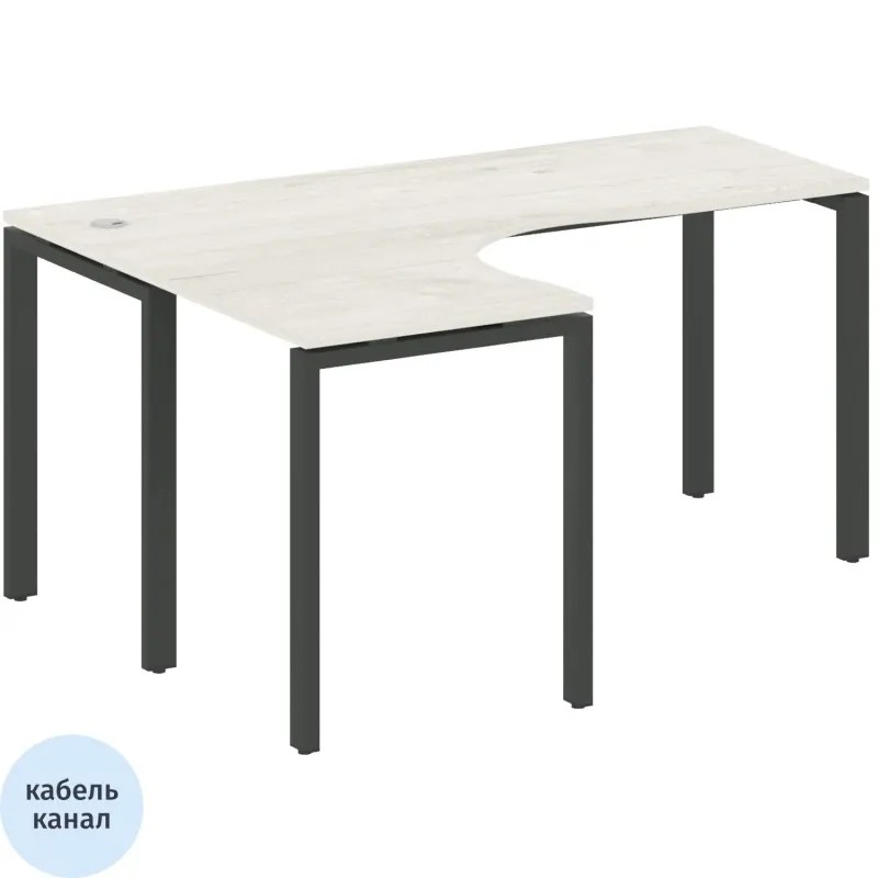 Стол Metal System St эрг лев П-обр. м/к БП.СА-4Л 1600x1200x750 Дуб Нав/Ант