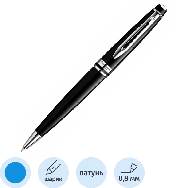 Ручка шариковая Waterman Expert Black PT син,1мм,кор S0951800