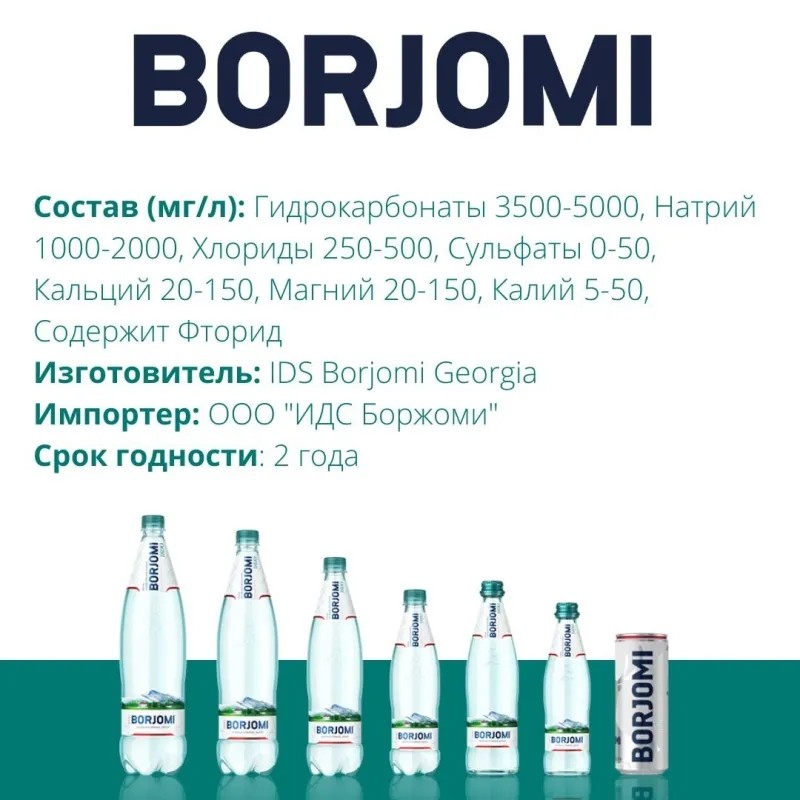 Вода минеральная Боржоми 0,5 л газ. ст. 12шт/уп