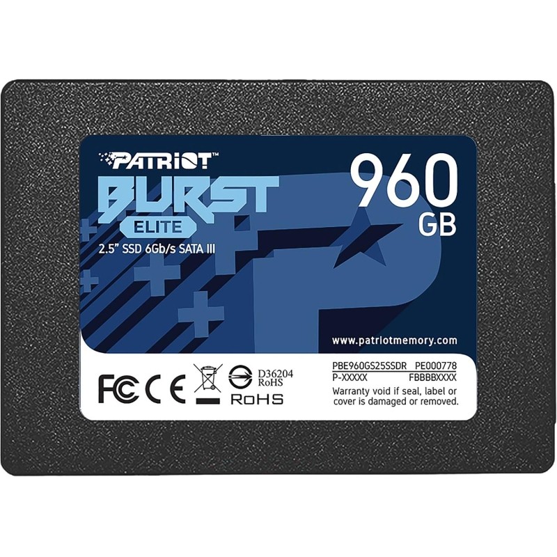 SSD накопитель Patriot Burst Elite 2.5 SATA 960Gb (PBE960GS25SSDR)