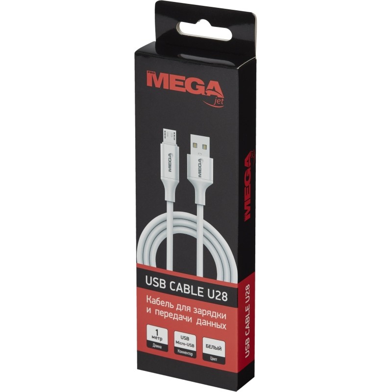 Кабель ProMega U28, 2,4A, 1м, USB - Micro-USB, TPE, силикон, белый