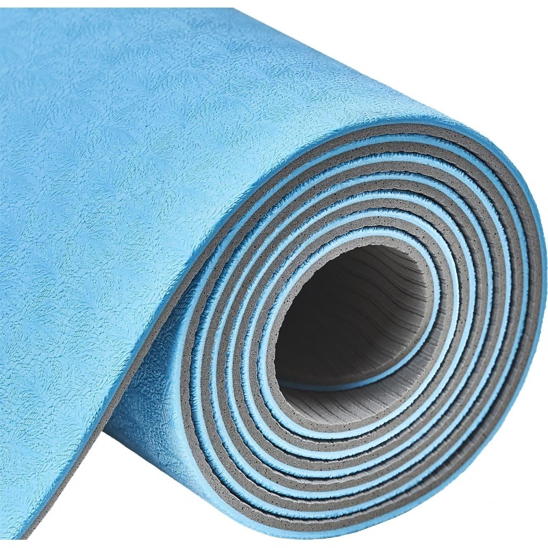 Коврик для йоги TORRES Comfort 4, YL10064, TPE 4 мм, нескольз, сине-серый