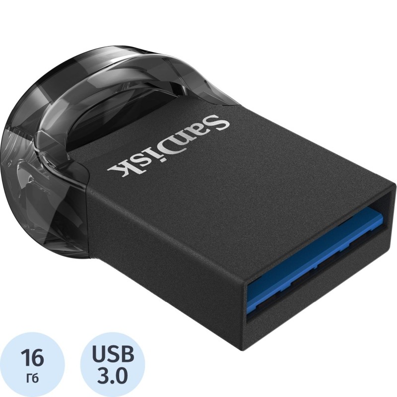 Флеш-память SanDisk Ultra Fit, 16Gb, USB 3.1 G1, чер, SDCZ430-016G-G46