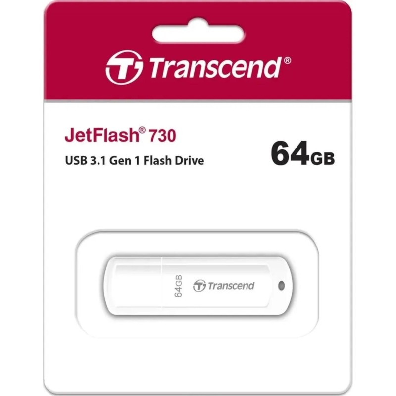 Флеш-память Transcend JetFlash 730, 64Gb, USB 3.1 G1, бел, (TS64GJF730)