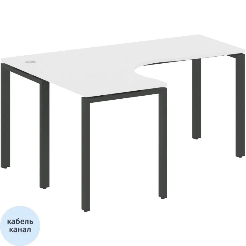Стол Metal System St эрг лев П-обр. м/к БП.СА-4Л 1600x1200x750 Белый/Антр