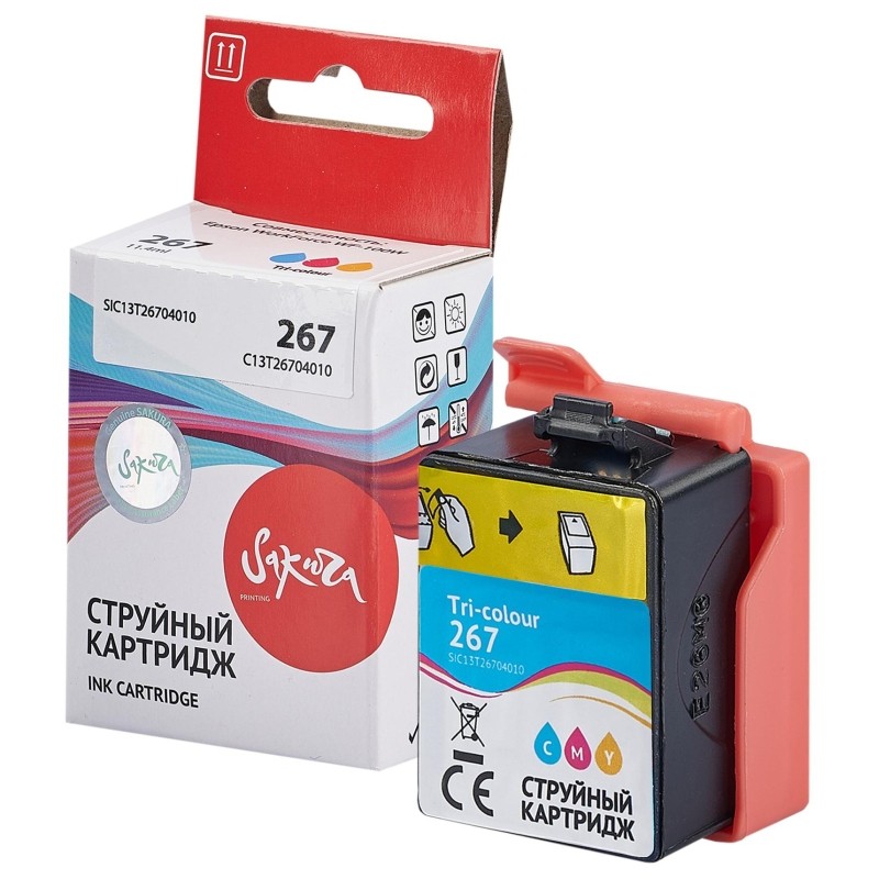 Картридж струйный Sakura C13T26704010 267 Colour пиг.цв.для Epson WF-100W