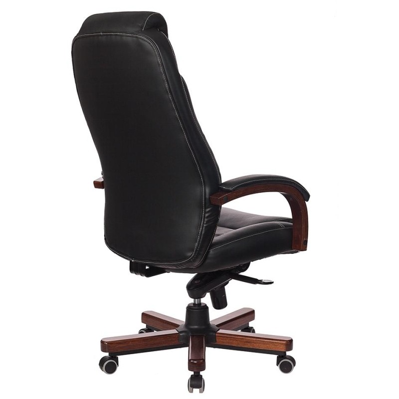 Кресло VB_Бюрократ T-9923WALNUT/BLACK кожа черный, дерево