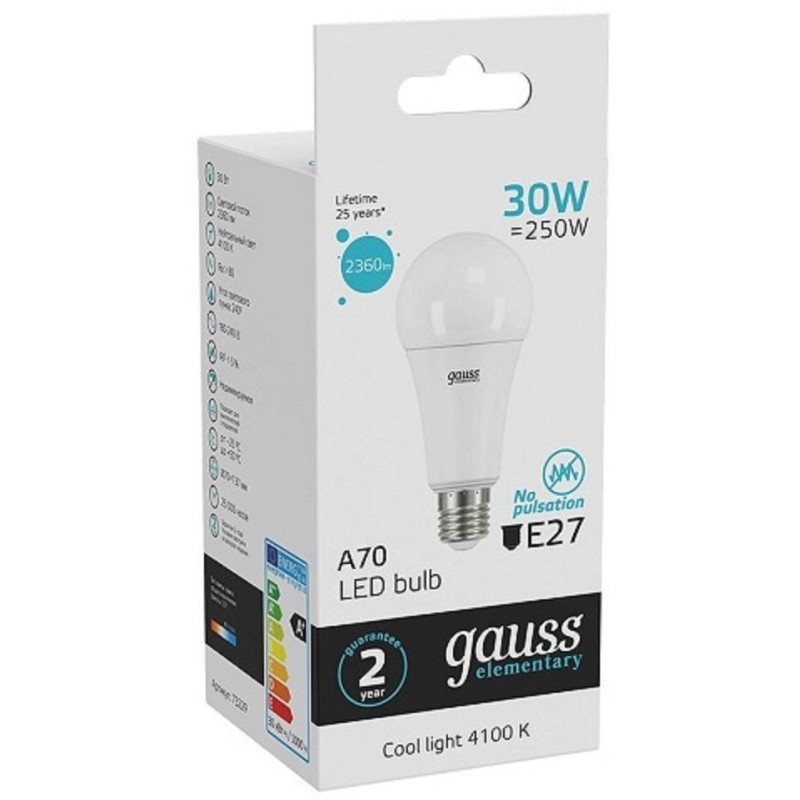 Лампа светодиодная Gauss Elementary 30W E27 A67 4100K 2360lm 73229