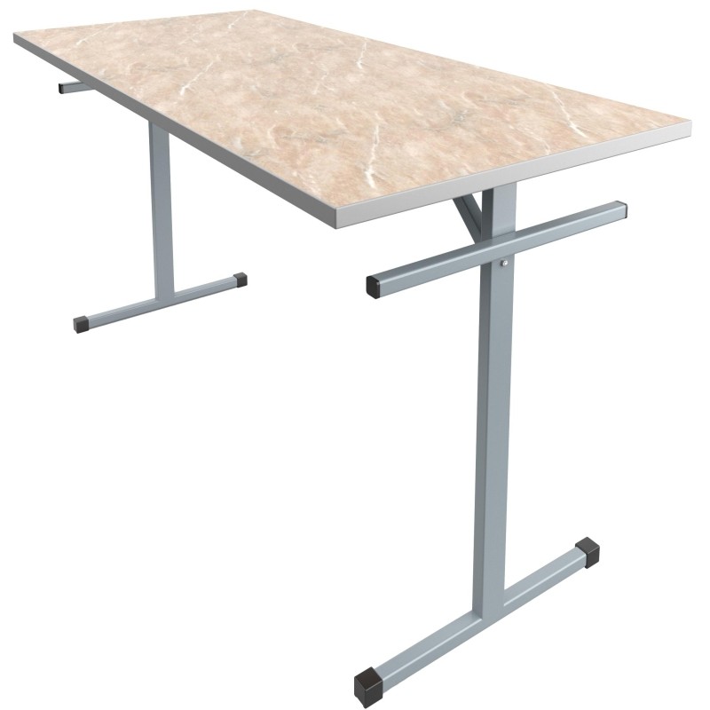 Стол обеденный MET_150x70x76 под скамью пл. мрамор беж/сер new