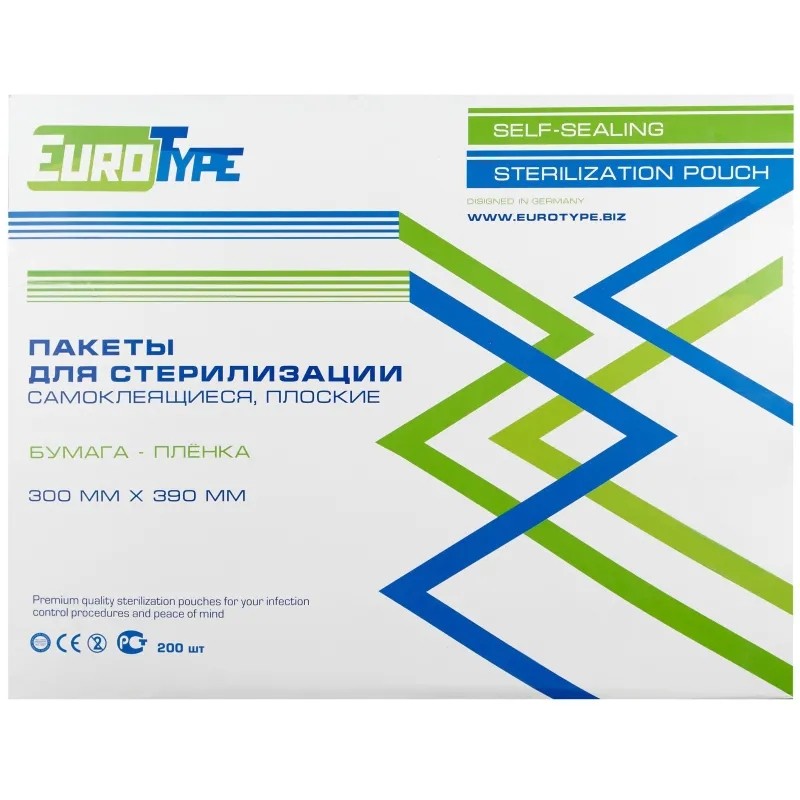 Пакет для стерилизации комби.самокл. 300х390мм 200шт/уп EuroType