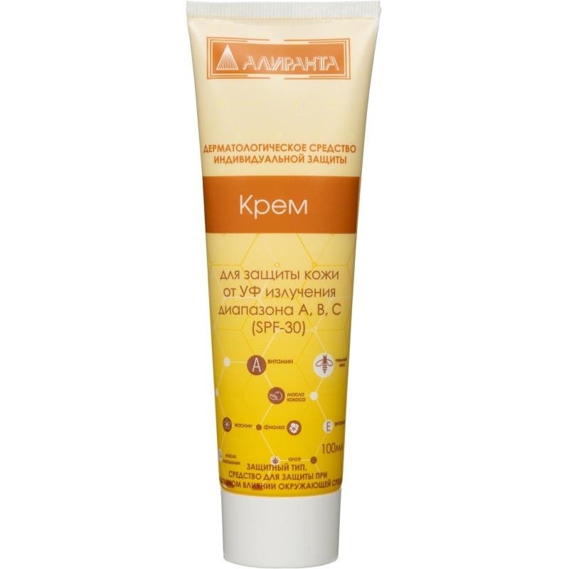 Крем для кожи защитный от УФ излучения SPF 30 АЛИРАНТА 100мл 10029