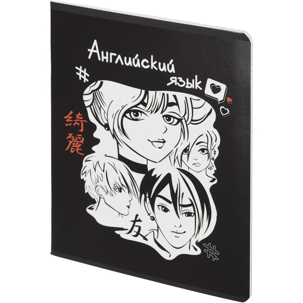 Тетрадь предметная 48л А5 клетка, TWIN лак №1 School АНИМЕ АНГЛИЙСКИЙ ЯЗЫК