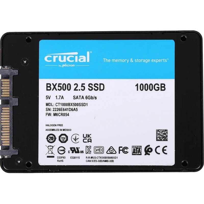 SSD накопитель Crucial SSD BX500, 1000GB, 2.5 7mm(CT1000BX500SSD1)