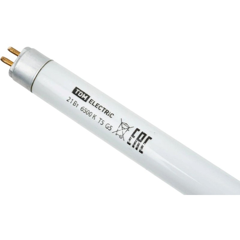 Лампа люминесцентная линейная двухцокольная ЛЛ-16/21Вт, T5/G5, 6500 К TDM