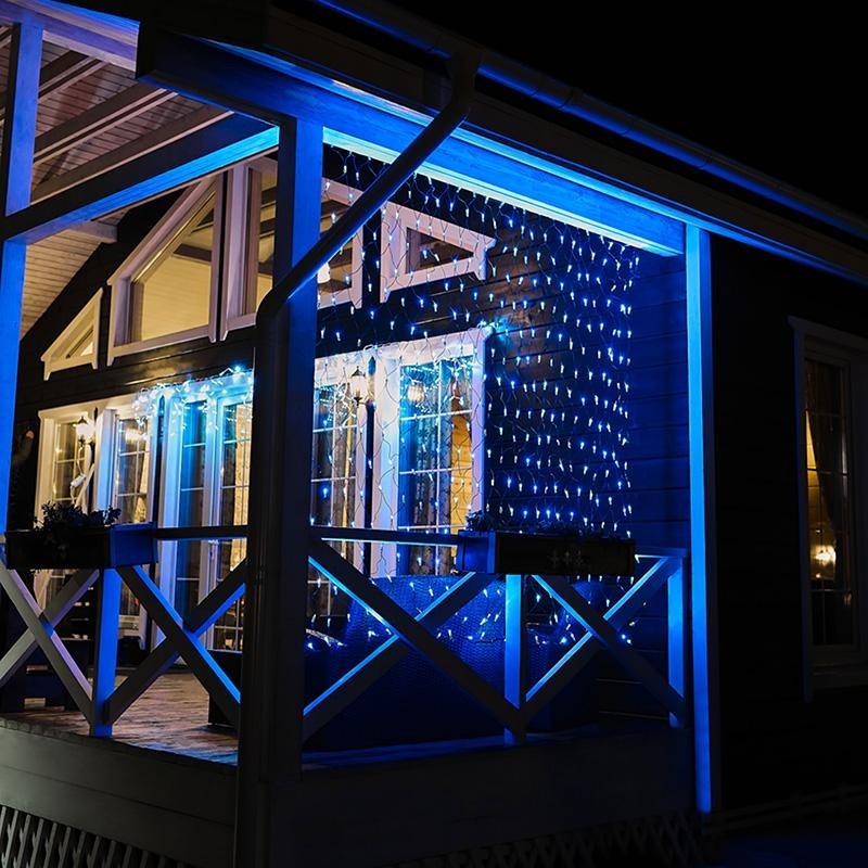 Гирлянда светодиодная Сеть 432 LED 2,5х2,5м, черный ПВХ,Белые/Синие 215-032