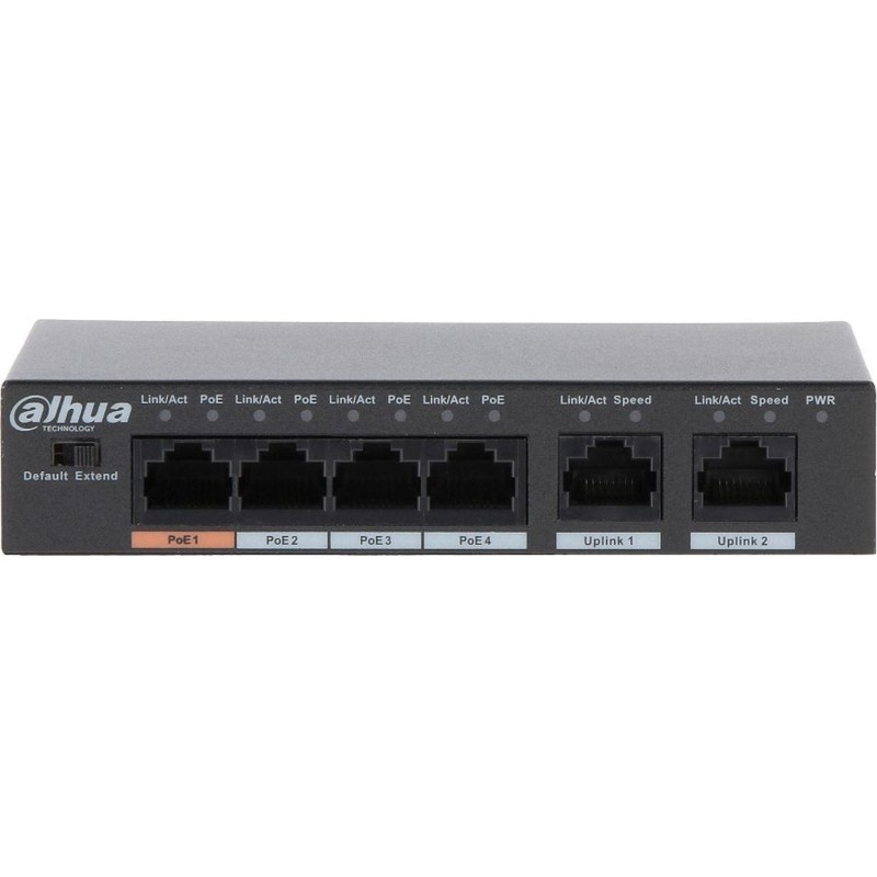 Коммутатор DAHUA DH-PFS3006-4ET-60,4xRJ45 100Mb PoE, 2xRJ45 100Mb uplink
