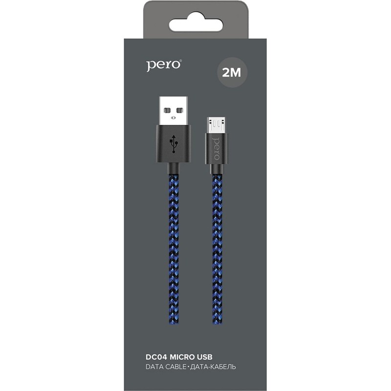 Кабель USB PERO DC-04 micro-USB, 2,5А, 2м, Blue-black