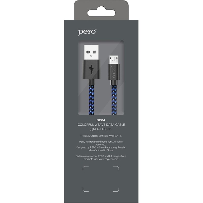 Кабель USB PERO DC-04 micro-USB, 2,5А, 2м, Blue-black