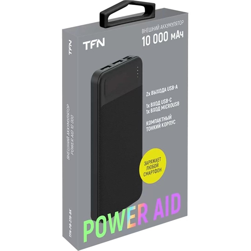 Внешний аккумулятор TFN PowerAid, 10000mAh, черный(TFN-PB-27 8-BK)