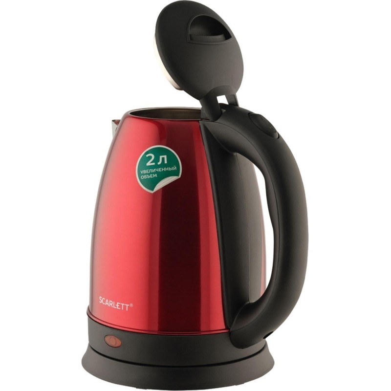 Чайник электрическийSCARLETT SC-EK21S76, сталь, 2л, 1800Вт, красный
