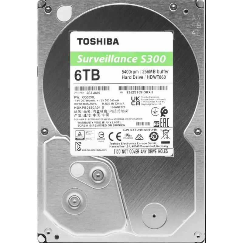 Жесткий диск Toshiba S300 6Tb SATA 3.5 5400rpm 256Mb (HDWT860UZSVA)