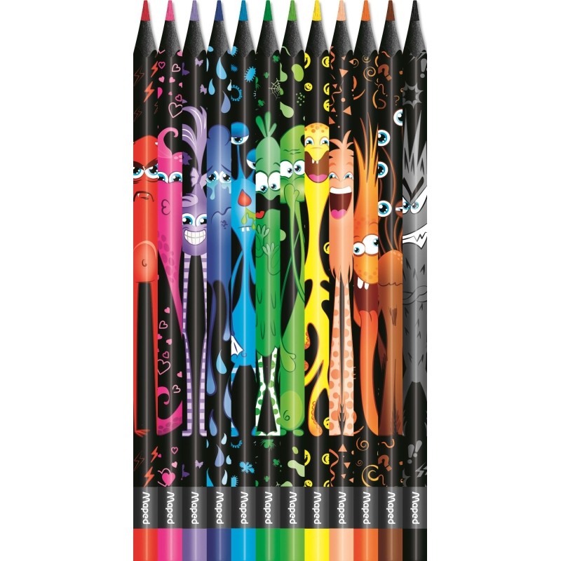 Карандаши цветные Maped BLACK MONSTER трехгранные,пластик,12цв/наб,862612