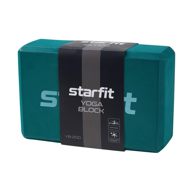 Блок для йоги STARFIT YB-200EVA,8см,22,5х15см,изумр,ЦБ-00001691/ЦБ-00003535