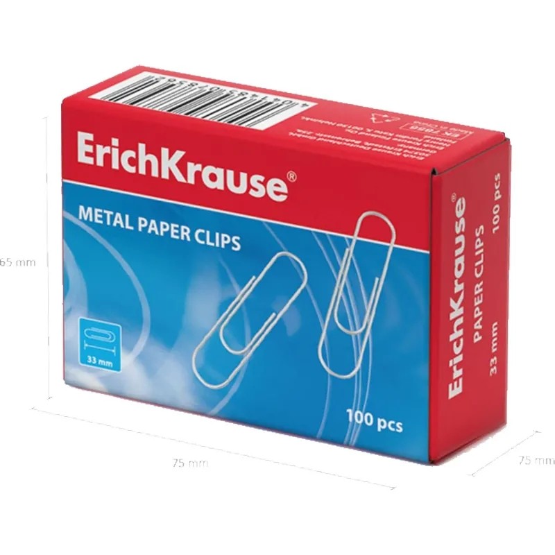 Скрепки ErichKrause 28мм, оцинкованная сталь, 100 шт/уп, 7855
