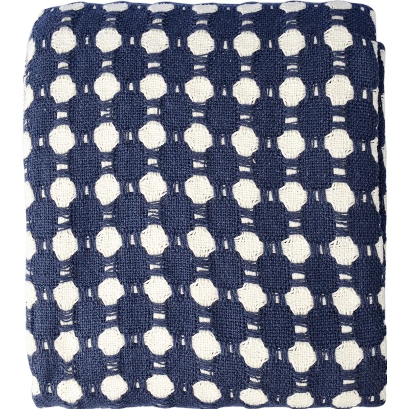 Покрывало из хлопка Polka dots темно-синего цвета Essential, 230х250 см