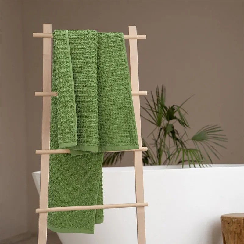 Полотенце махровое УЗБ Рельеф, L 70х130 зел,162470