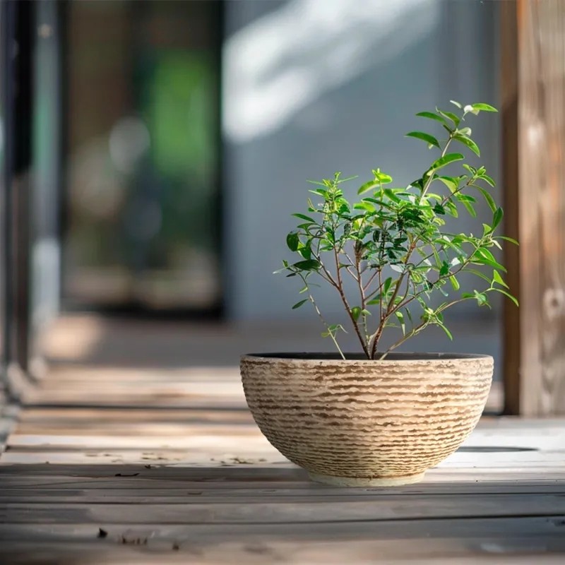 Кашпо -миска с эффектом камня Polistone bowl, 40,5х20см, песочный, 72-9653