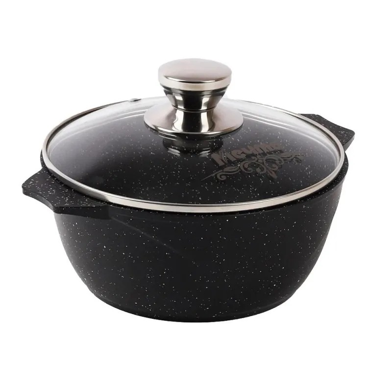 Кастрюля Гранит black, лит. алюм, АП, 2л с несъем/руч и стекл/крышк 42802