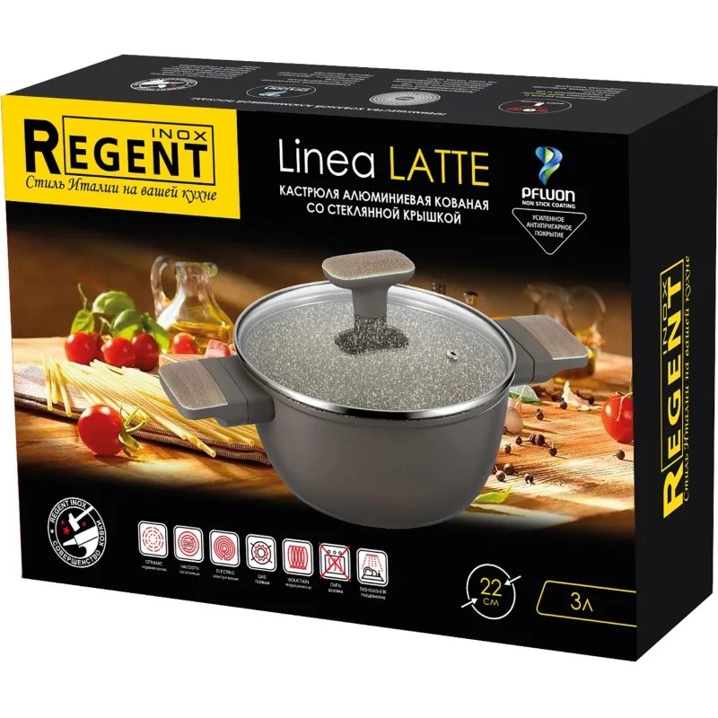 Кастрюля 3,0л с крышкой 22см Linea LATTE (индукция) 93-AL-LT-4-22