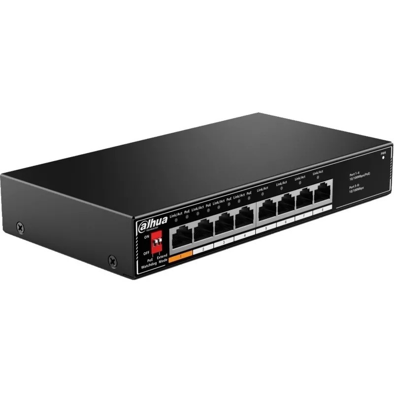 Коммутатор DAHUA (DH-SF1008LP) с РоЕ, 4xRJ45 100Mb PoE, 4xRJ45 100Mb