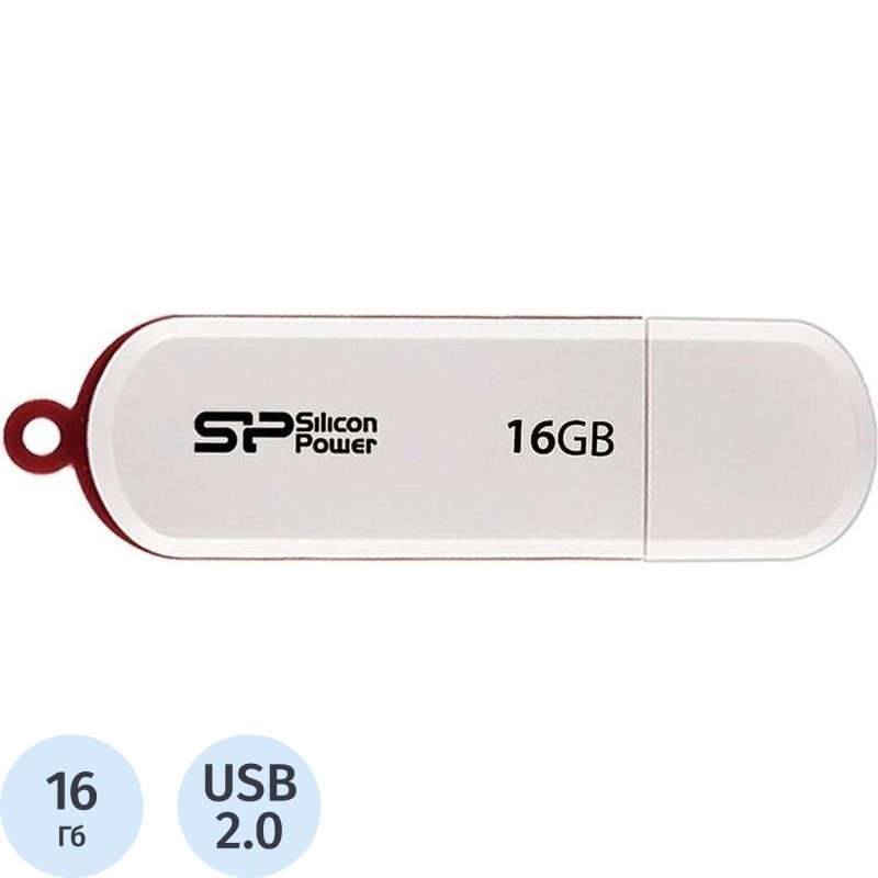 Флеш-память Silicon Power LuxMini 320 16Gb/USB 2.0/Белый (SP016GbUF2320V1W)
