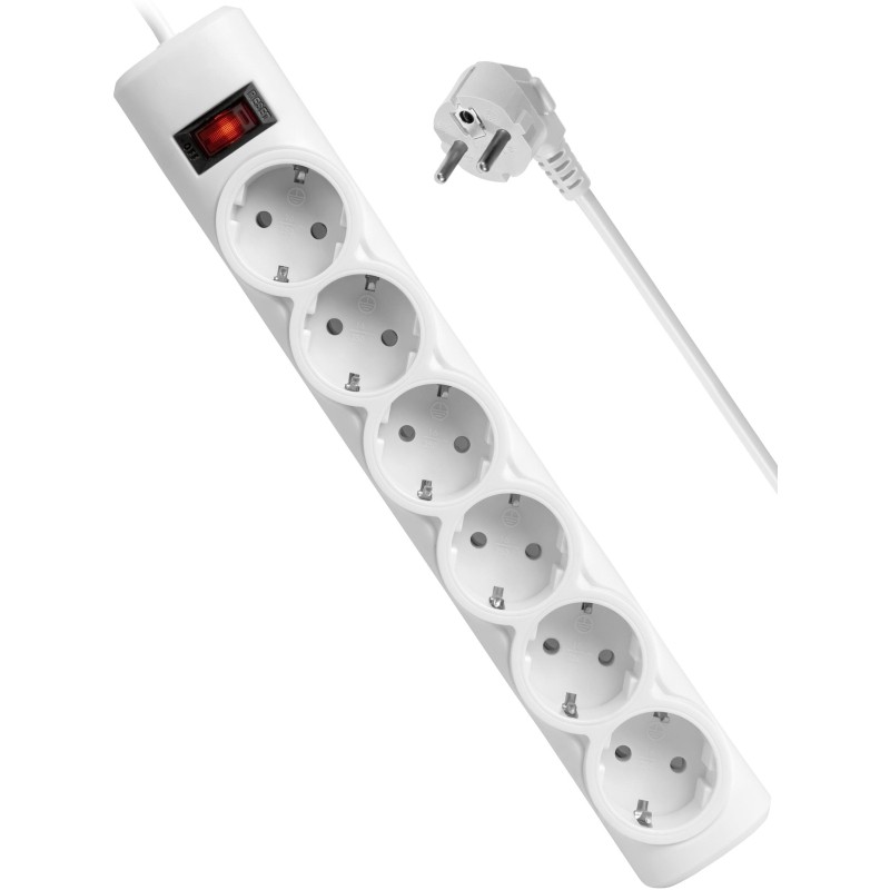 Сетевой фильтр Defender  DFS 153 3 м, белый, 6 розеток(99490)