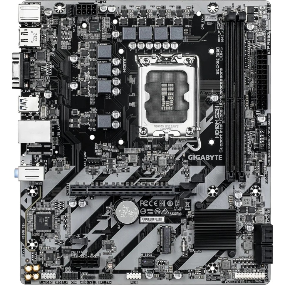 Материнская плата Gigabyte H810M S2H, LGA1851, H810, 2xDDR5, mATX
