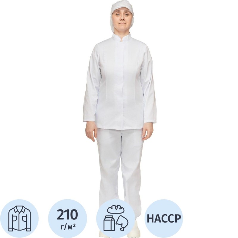 Куртка для пищевого производства жен. у17-КУ ХАССП белая (44-46)170-176