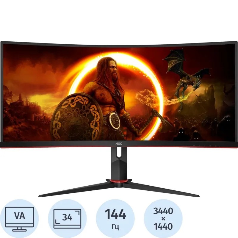 Монитор AOC (CU34G2X/BK)34/UWQHD/VA/144Hz/300cd/1ms/HDMI/DP