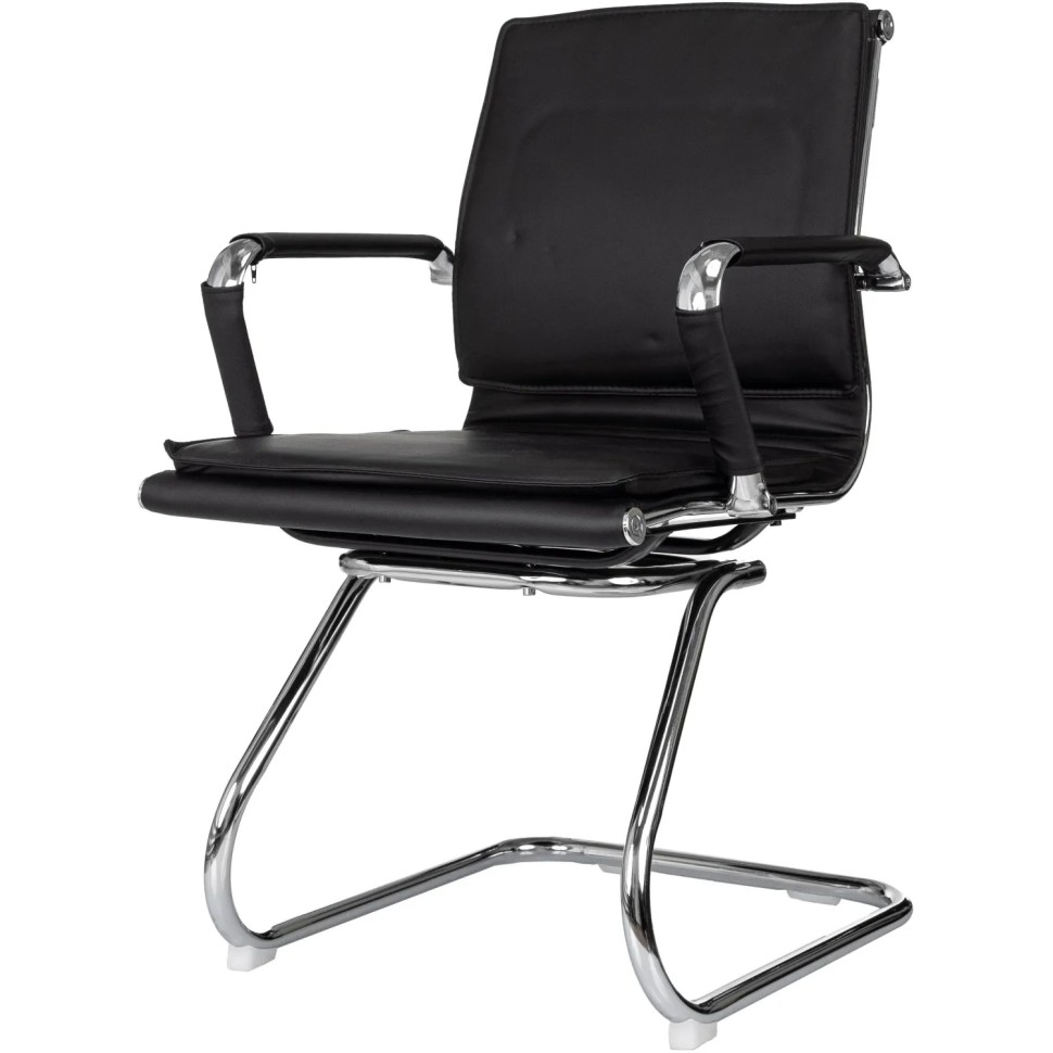 Конференц-кресло VB_Бюрократ Ch-993-Low-V черный экокож полозья металл хром