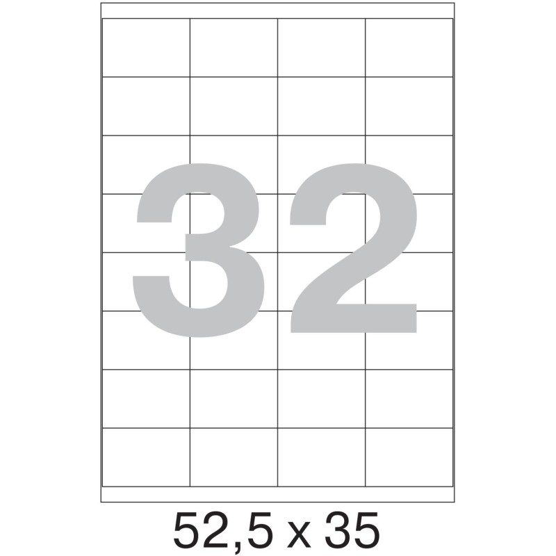 Этикетки самоклеящиеся 52,5х35мм/32шт.лист А4 п/глян (25л/уп)