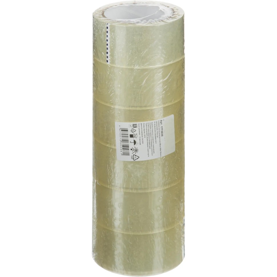 Клейкая лента 48ммх66мх40мкм, прозрачная, 6 шт/уп