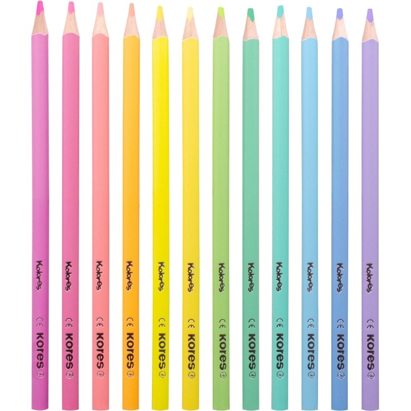 Карандаши цветные 12 цв. 3-гран, Kores Kolores Pastel, 93311