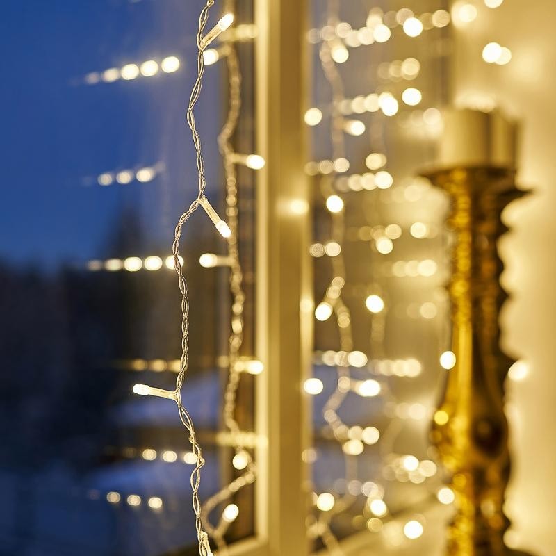 Гирлянда светодиодная Дождь 2,5x2 м, 300 LED, шарики, мерц, Теп бел 235-056