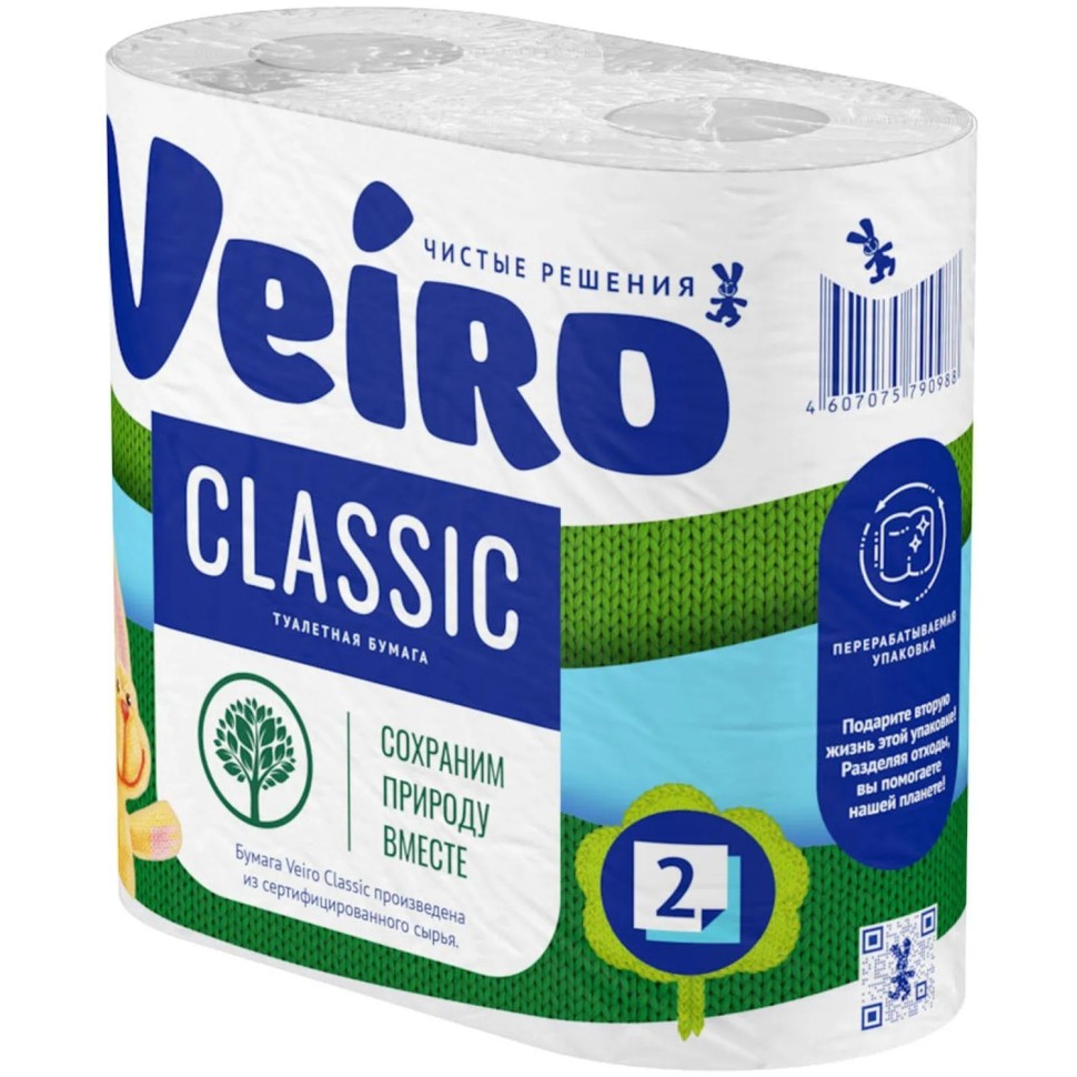 Бумага туалетная Linia Veiro Classic 2сл бел вторич 17,5м 140л4рул/уп 5С24С