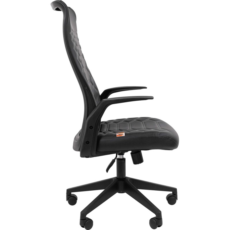 Кресло VT_EChair-673 TPU кож.зам черный пластик