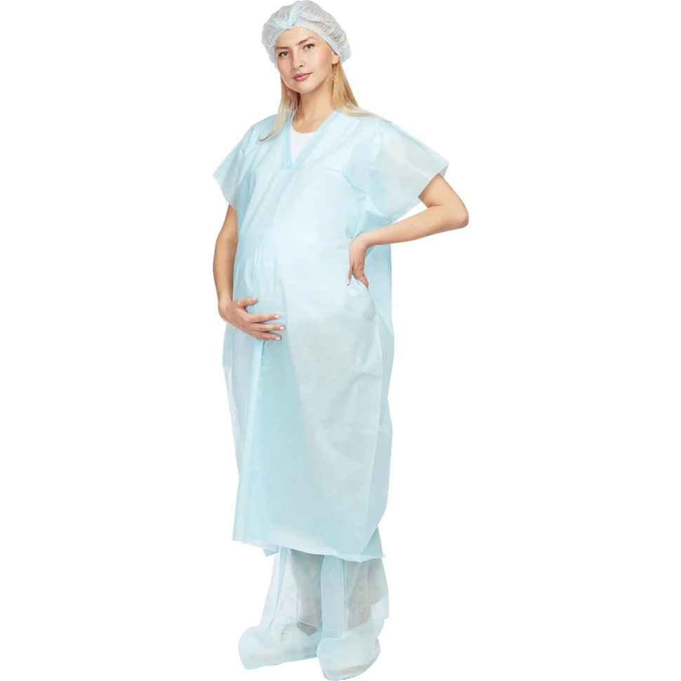 Рубашка н/с д/рожениц 110см голубой пл.25 р.52-54  Гекса