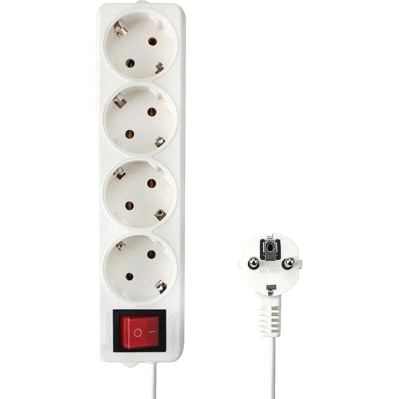 Удлинитель Гарнизон EL-NB-G4-W-5 4р/5м, 10А, с выкл. и зазем., белый