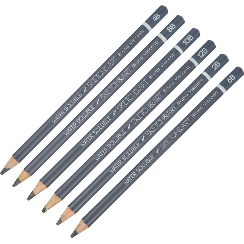 Набор чернографитных карандашей аквар. SKETCH&amp;ART 2-4-6-8-10-12B 6шт 25-003