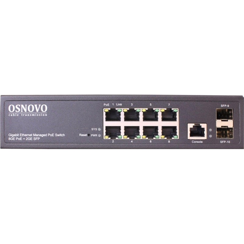 Коммутатор Osnovo SW-80802/L(150W) (L2) 8x1Гбит/с 2SFP 8PoE+ 150W упр